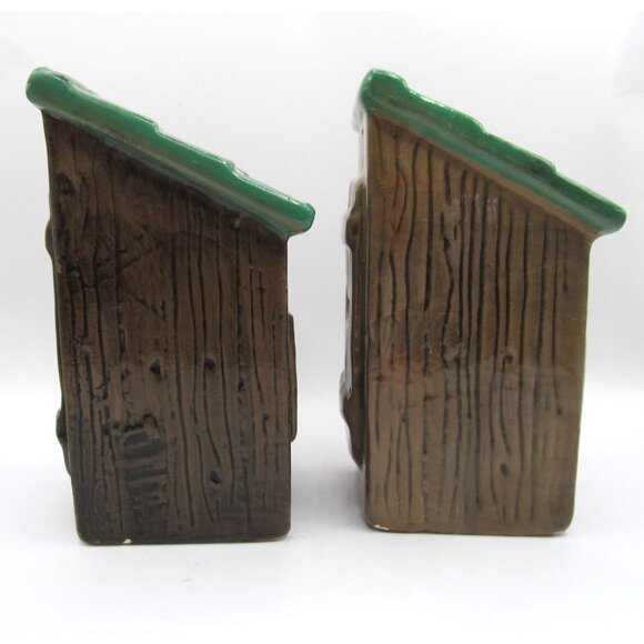 Novelty Outhouse Shaped Salt and Pepper Ceramic Shaker Set - Picture 2 of 10